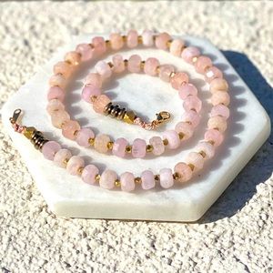 Hand Crafted Rose Quartz Beaded Necklace